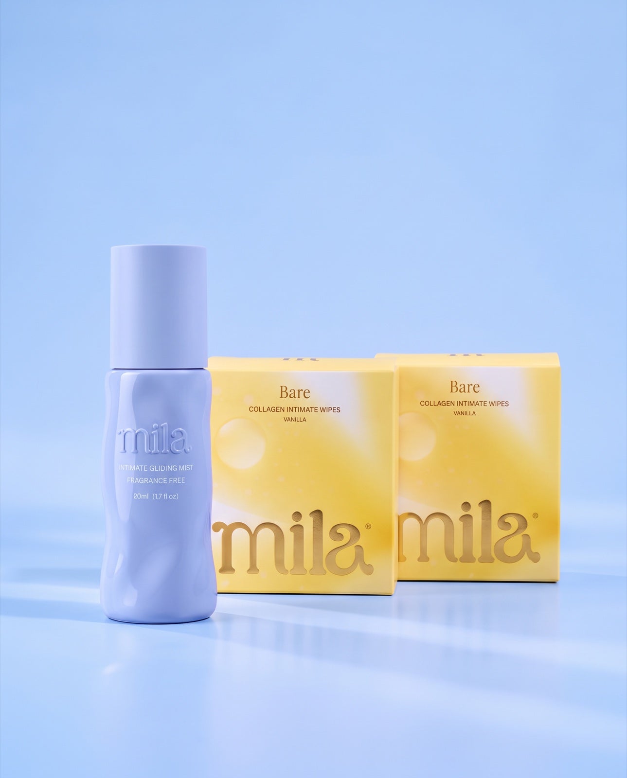 A Bloom bottle and two boxes of Bare wipes